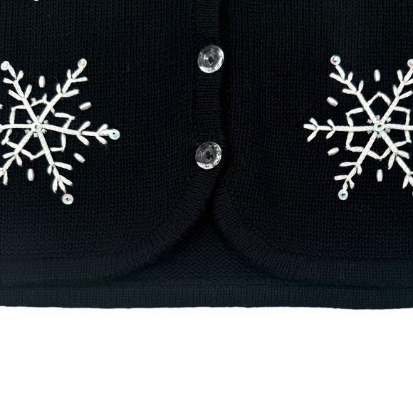 Hampshire Studio Snow Embellished Snowflake Christmas Sweater Vest Size Small - Picture 6 of 9